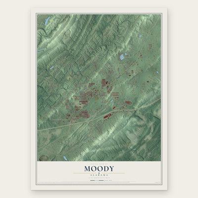 Moody, Alabama map print, the full design