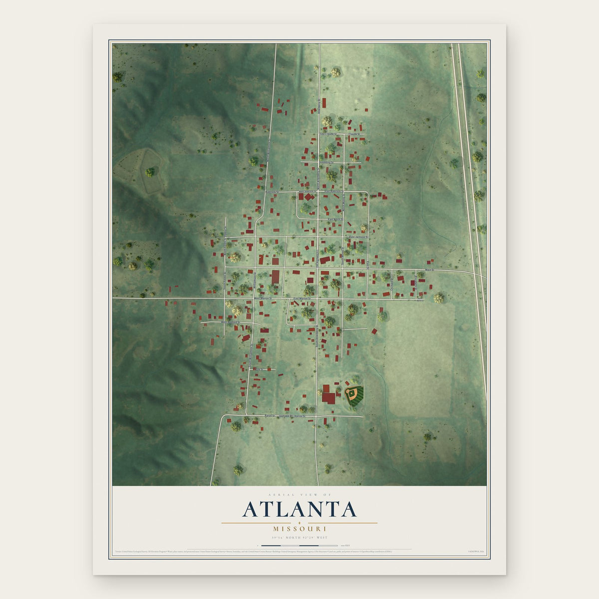 Atlanta, Missouri map print, the full design