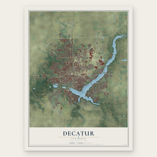 Decatur, Illinois map print, the full design