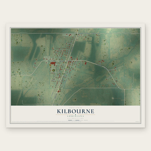 Kilbourne, Louisiana map print, the full design