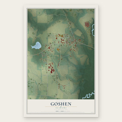Goshen, Alabama map print, the full design