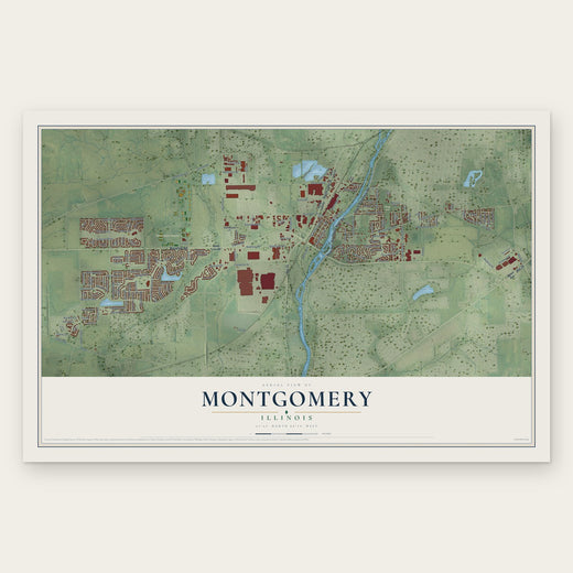 Montgomery, Illinois map print, the full design