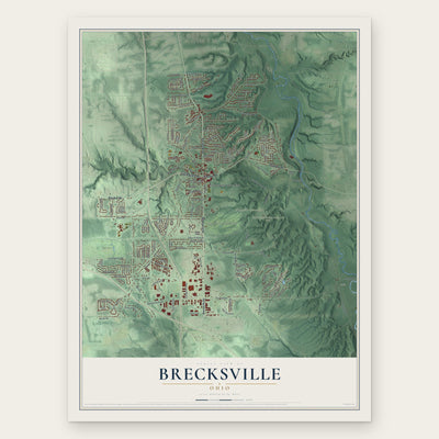 Brecksville, Ohio map print, the full design