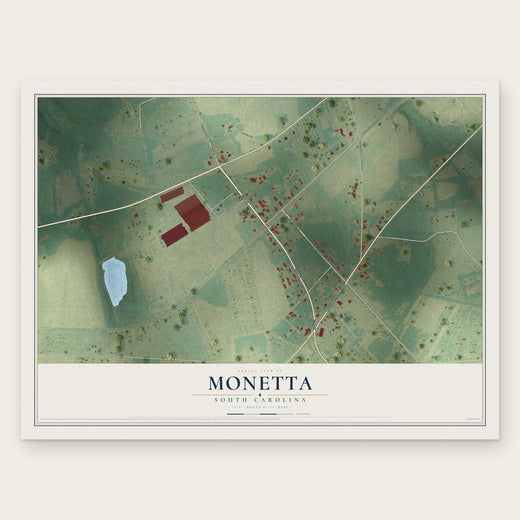 Monetta, South Carolina map print, the full design