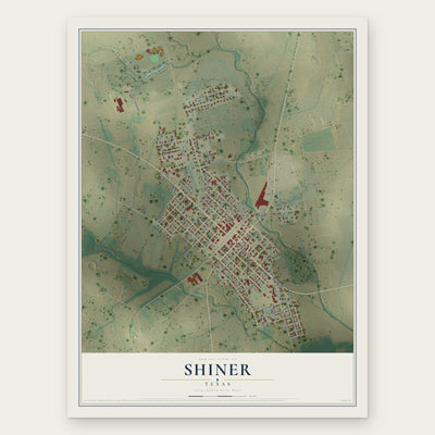 Shiner, Texas map print, the full design