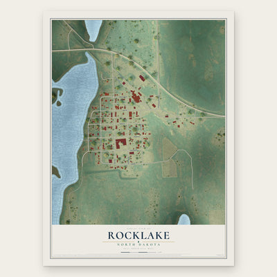 Rocklake, North Dakota map print, the full design