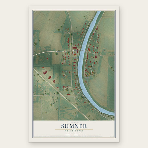 Sumner, Mississippi map print, the full design