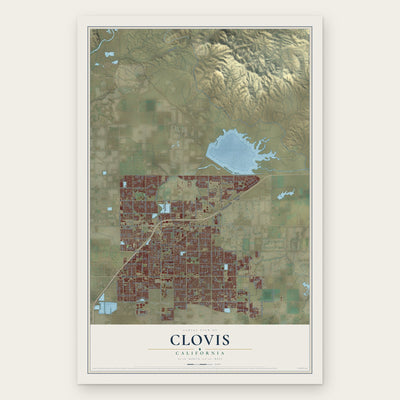 Clovis, California map print, the full design