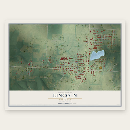 Lincoln, Missouri map print, the full design