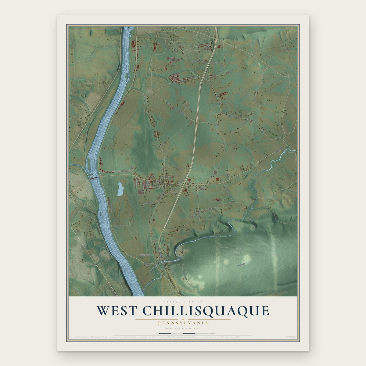 West Chillisquaque, Pennsylvania map print, the full design