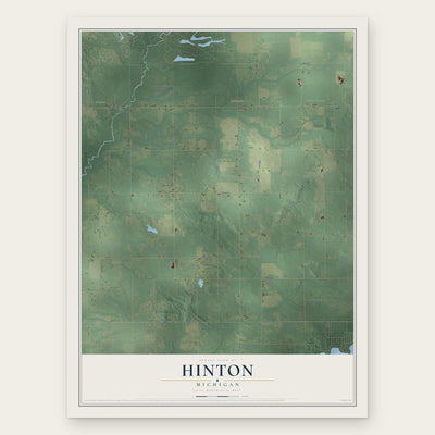 Hinton, Michigan map print, the full design