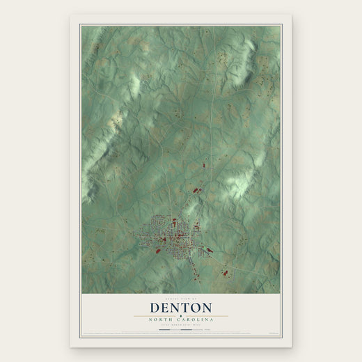 Denton, North Carolina map print, the full design