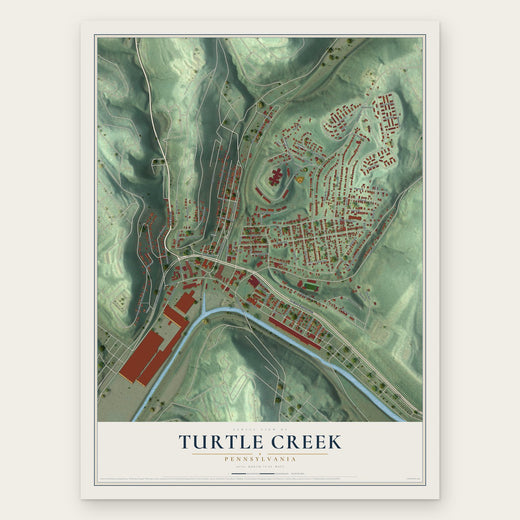 Turtle Creek, Pennsylvania map print, the full design