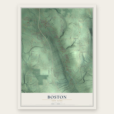 Boston, New York map print, the full design