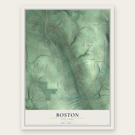 Boston, New York map print, the full design