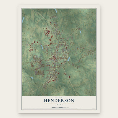 Henderson, Texas map print, the full design