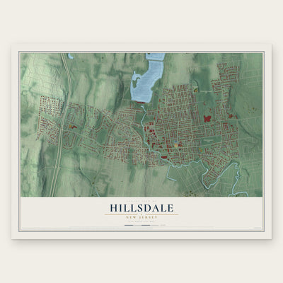 Hillsdale, New Jersey map print, the full design