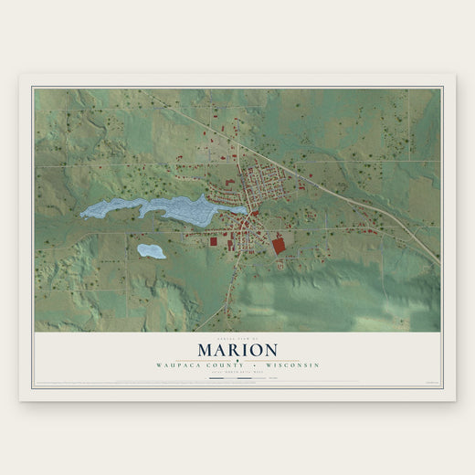 Marion, Waupaca County, Wisconsin map print, the full design
