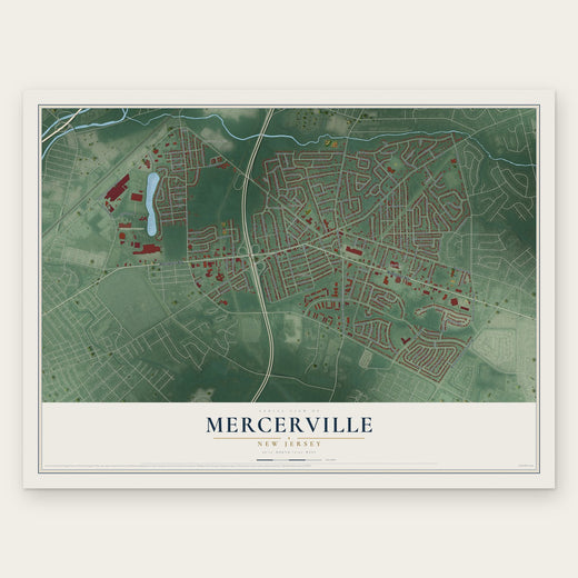 Mercerville, New Jersey map print, the full design