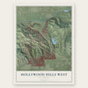 Hollywood Hills West, California map print, the full design
