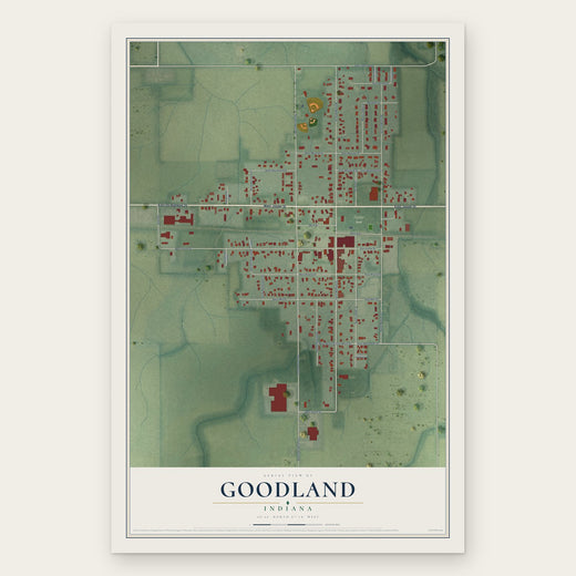 Goodland, Indiana map print, the full design