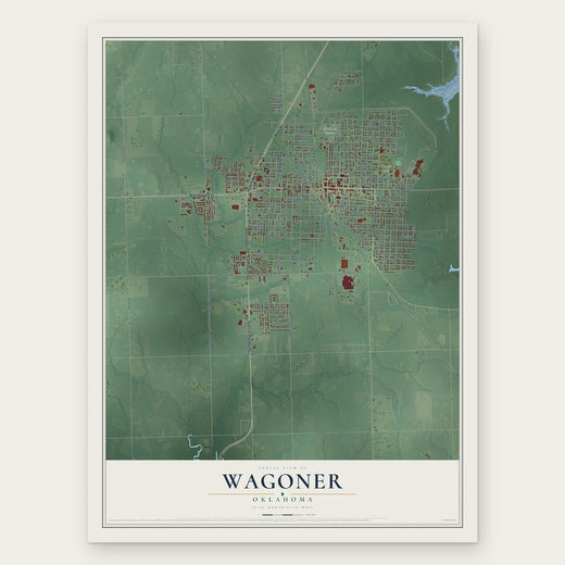 Wagoner, Oklahoma map print, the full design