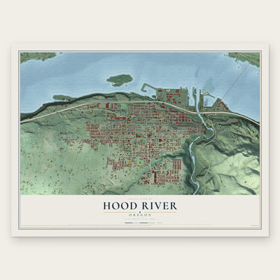 Hood River, Oregon map print, the full design