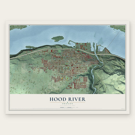 Hood River, Oregon map print, the full design