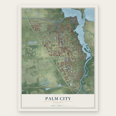 Palm City, Florida map print, the full design