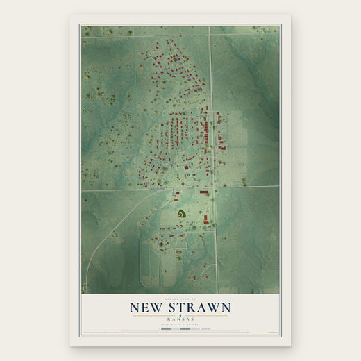 New Strawn, Kansas map print, the full design