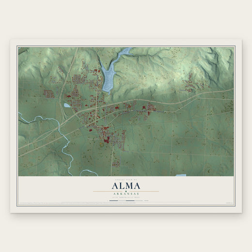 Alma, Arkansas map print, the full design