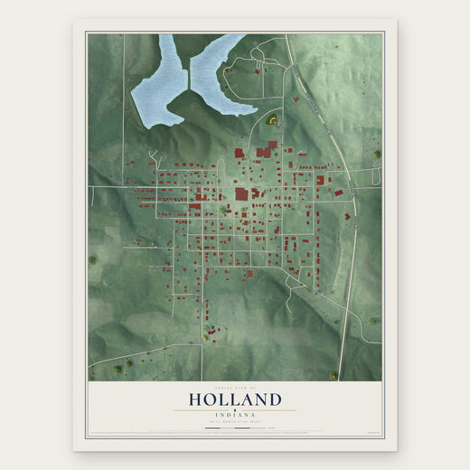 Holland, Indiana map print, the full design