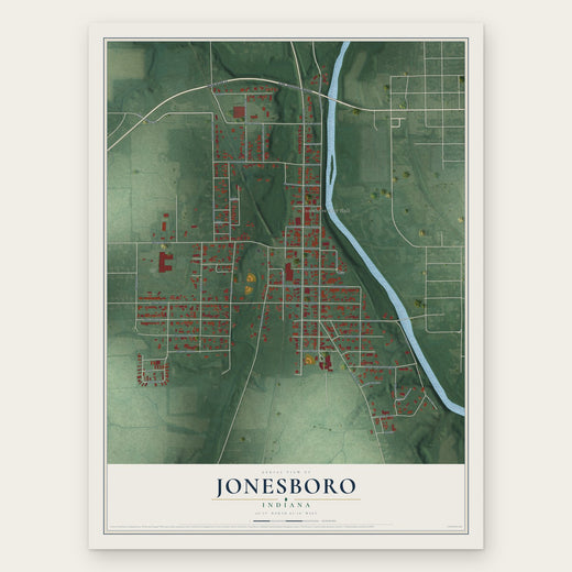 Jonesboro, Indiana map print, the full design