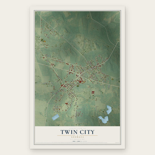 Twin City, Georgia map print, the full design