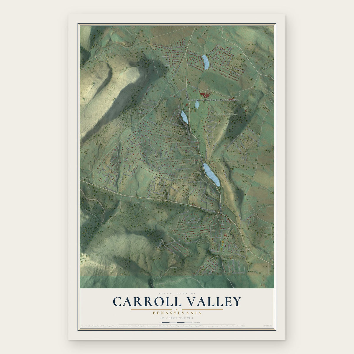 Carroll Valley, Pennsylvania map print, the full design