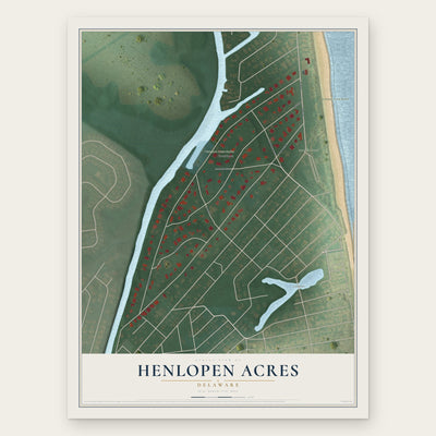 Henlopen Acres, Delaware map print, the full design