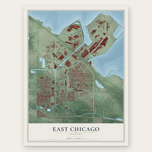 East Chicago, Indiana map print, the full design