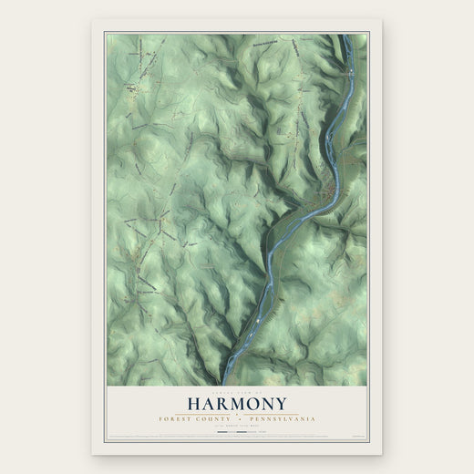 Harmony, Forest County, Pennsylvania map print, the full design