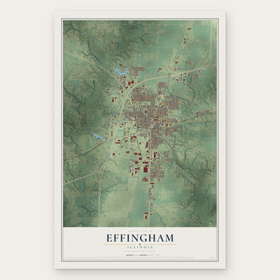 Effingham, Illinois map print, the full design