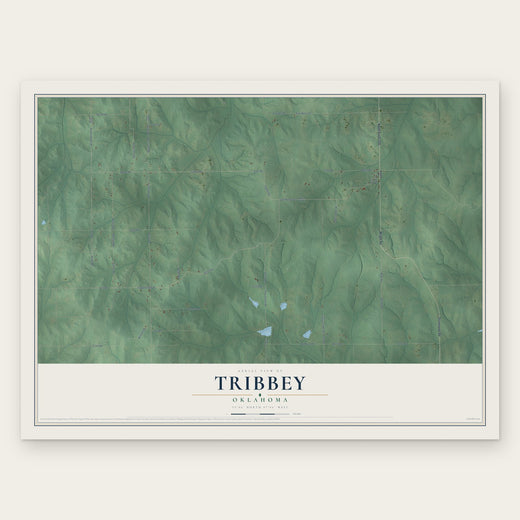 Tribbey, Oklahoma map print, the full design