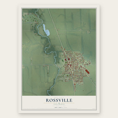 Rossville, Illinois map print, the full design
