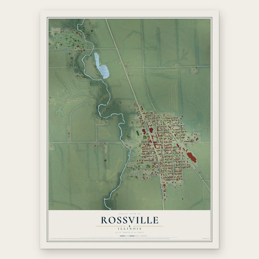 Rossville, Illinois map print, the full design