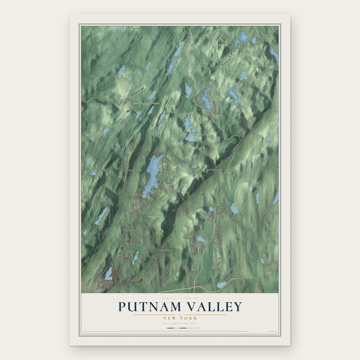 Putnam Valley, New York map print, the full design