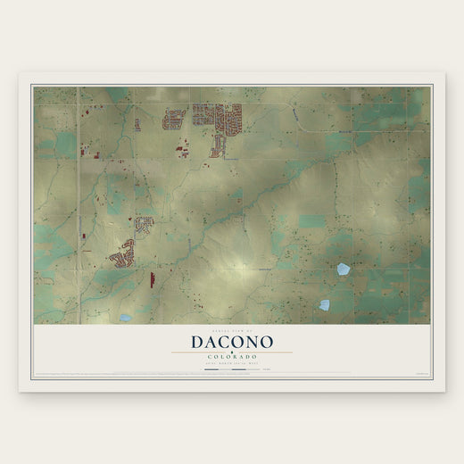 Dacono, Colorado map print, the full design