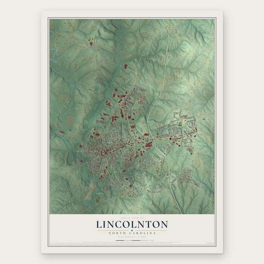 Lincolnton, North Carolina map print, the full design