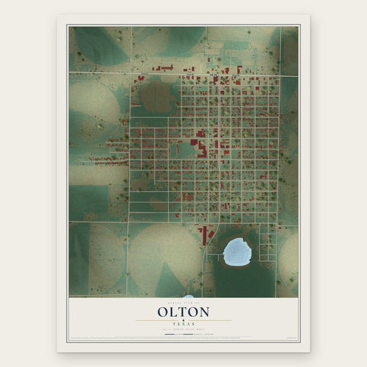 Olton, Texas map print, the full design