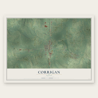 Corrigan, Texas map print, the full design