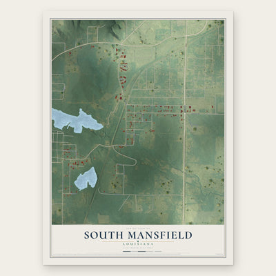 South Mansfield, Louisiana map print, the full design
