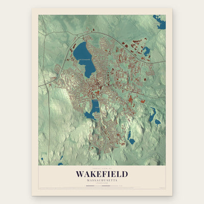 Wakefield, Massachusetts map print, the full design