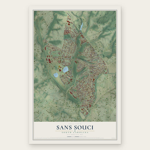 Sans Souci, South Carolina map print, the full design